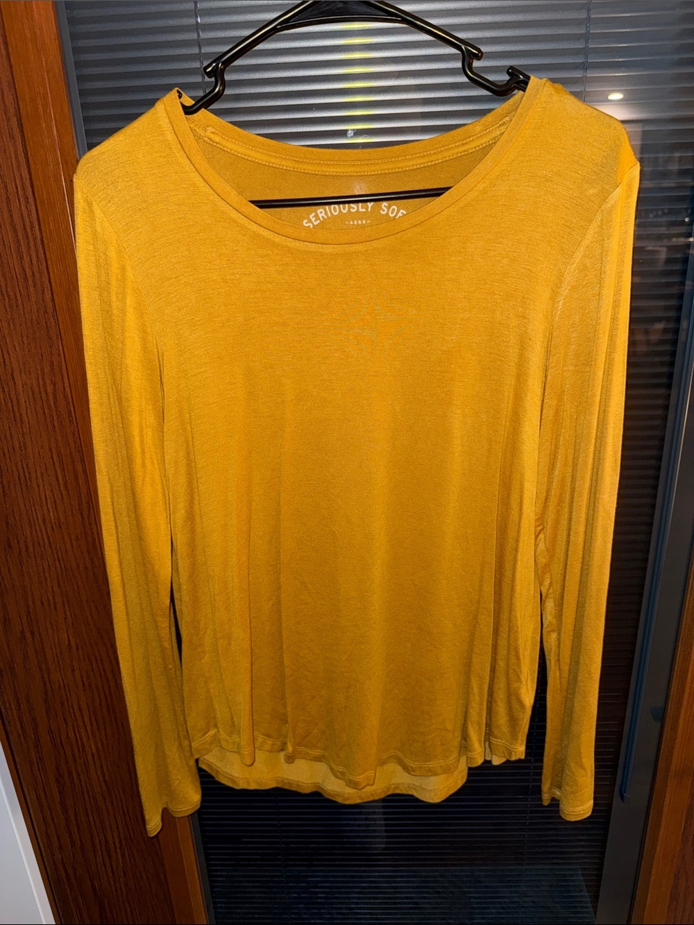 Aeropostale Women's Long Sleeve Tee in Mustard Yellow